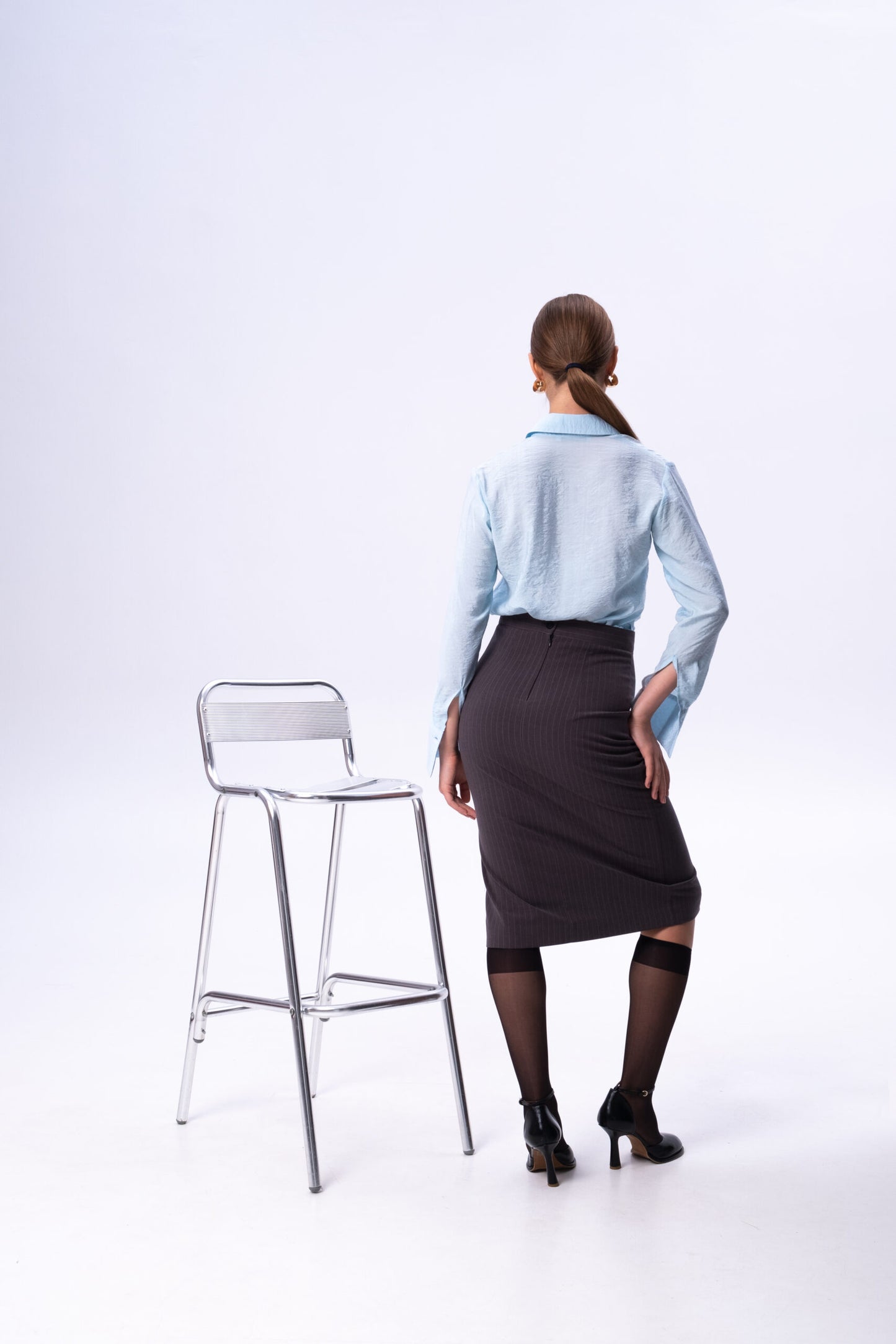 Skirt grey stripe midi